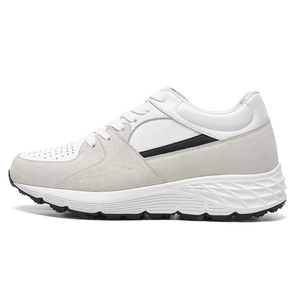 CHAMARIPA Casual Elevator Shoes For Men - Off-White Leather‎ Lightweight X02 Chamaripa Elevator Sneakers For Men White Leather Hidden  main image 2